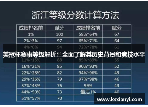 美冠杯赛事等级解析：全面了解其历史背景和竞技水平